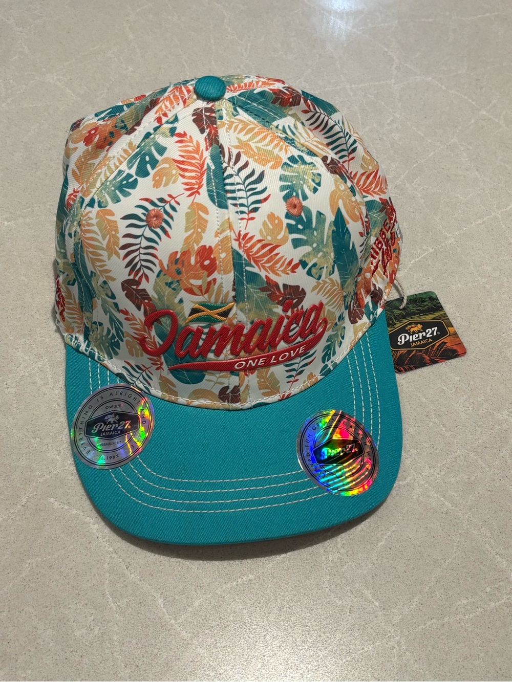 Pier 27 Jamaica One Love Tropical Floral Snapback Hat Cap NWT FLAW